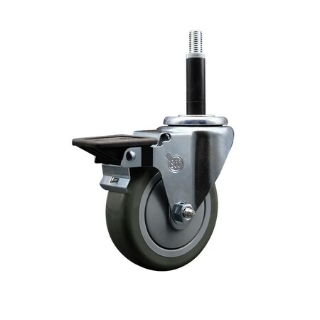 Service Caster 4'' Gray Poly Swivel 3/4'' Expanding Stem Caster with Brake SCC-EX20S414-PPUB-PLB-34